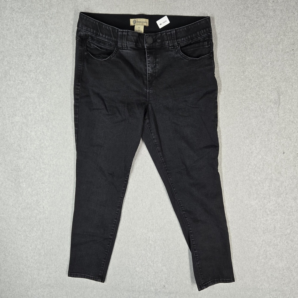 Democracy Women Jeans 14 Black Denim Ab Technology Skinny Ankle 26" Inseam